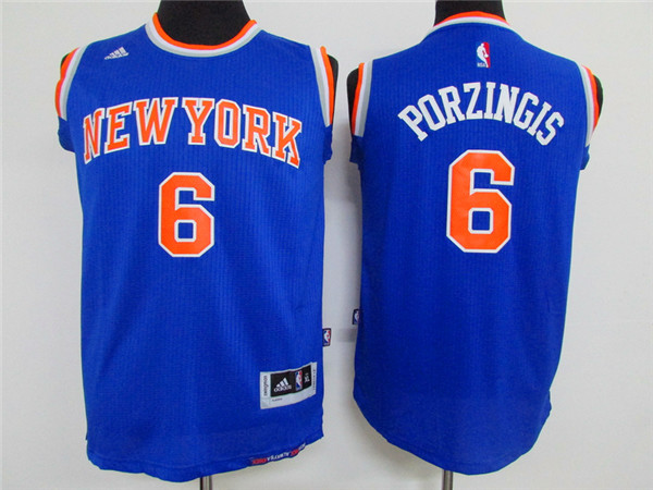 Adidas New York Knicks Youth #6 Porzingis blue NBA jerseys